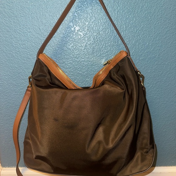 Michael Kors Nylon & Leather Trim Hobo/Crossbody Bag – Dark Brown - Picture 5 of 7